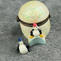 Penguin Igloo Trinket Box W/Trinket Hinged Porcelain Miniature - £11.93 GBP