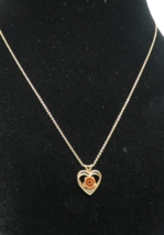 Gold Filled Heart Pendant Marked 14k GF PPC Rose Gold Flower Vermeil Cha... - $29.69