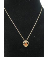 Gold Filled Heart Pendant Marked 14k GF PPC Rose Gold Flower Vermeil Cha... - $29.69