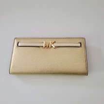 Michael Kors Reed Large Snap Wallet Clutch Pale Gold Pebbled Leather - $73.51