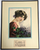 Vintage 1921 Calendar SPRING FLOWERS W &amp; L Litho Lady Woman w/ Lilacs 13&quot; x 9.5&quot; - £23.38 GBP