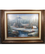 Original Oil Painting Winter Landscape Barn 9x12&quot; Wood Frame Suzanne Eug... - £156.54 GBP