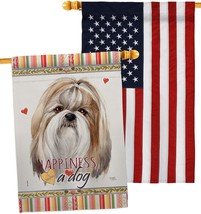 Shih Tzu Happiness House Flag Pack Dog Puppy Spoiled Paw Canine Fur Pet Nature F - £32.33 GBP