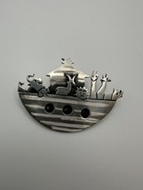 Vintage 5.5cm Sterling Silver Noahs Ark Brooch Signed CPR BB11 - $48.98