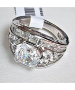 925 STERLING SILVER ASHER SHINY WHITE STONES RING SIZE 6 - €59,05 EUR