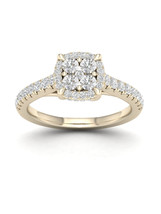 Authenticity Guarantee 
10K Yellow Gold 3/4ct TDW Diamond Cluster Halo Engage... - £799.19 GBP