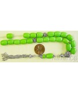 Greek Komboloi Lime Turquoise Barrel Beads &amp; Sterling Silver - £184.60 GBP