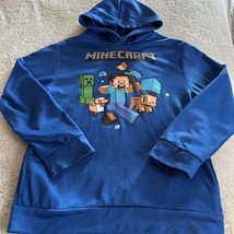 Mojang Jinx Minecraft Boys Blue Creeper Steve Pig Long Sleeve Hoodie XXL 18 - £13.65 GBP