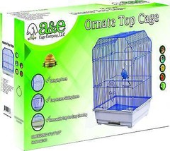 Ornate Top Bird Cage with Swings and Perches, Easy Clean Slide-Out Tray - Black - £46.87 GBP