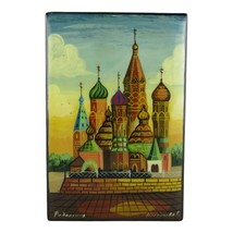 Fedoskino Lacquer 3.5&quot; Russian Box Hand Painted Signed Trinket Jewelry MOP Back - $45.46