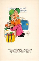 Artist Mabel Lucie Attwell Girl Luggage Ticket I Do Think of You Postcard W8 - £15.94 GBP