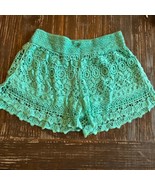 Size Medium Delusive Aqua Marine Crochet Shorts Lined Elastic Waist Cott... - £13.39 GBP