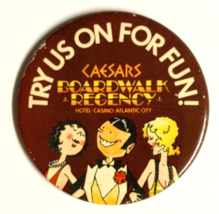 Caesars Boardwalk Regency Hotel Casino Button Pinback Pin Atlantic City NJ 1970s - $7.99