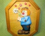HAND CRAFTED WOODEN HOBO CLOWN WALL HANGING 3D IMAGE 21&quot; LONG 16 1/4&quot; WI... - $44.10