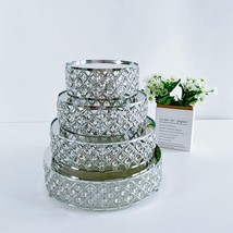 4pc Silver Plated Mirror Wedding Birthday Party Cake Dessert Tray Stands - $222.63