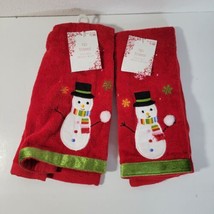 Set of 2 Fingertip Snowman Embroidered Towels New, With Tags - £8.26 GBP