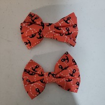 2 Sailer Theme Dog Bow Ties with Blue Anchors Hook &amp; Loops Straps - £3.15 GBP