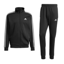 Adidas Basic 3-Stripes Fleece Track Suit Men&#39;s Jacket Pants Asia-Fit NWT IJ6067 - £78.51 GBP