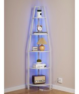 Furnulem 5 Tier Corner Shelf With Led Light, 67.2” Tall Standing Shelf, ... - $100.94 CAD