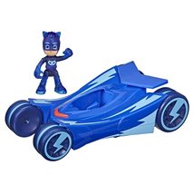 PJ Masks Glow &amp; Go Cat-Car Preschool Toy Vehicle, Catboy Car Light Up Ra... - £18.88 GBP