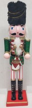 Wooden Christmas Nutcracker, 15&quot;, Soldier In Red &amp; Green With Drums,Holiday Time - £27.68 GBP