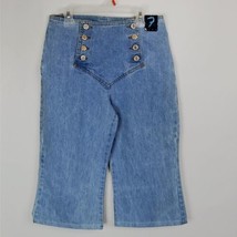 90&#39;s Vintage NWT Blue Capri Steel Jeans Sz 7 Denim Double Button Fly Front - £27.21 GBP