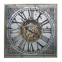 Silver And Gold Antique Style Square Wall Clock - $8,359.91 MXN