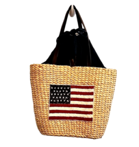 Straw 4th July Tote Bag Purse Convertible Americana Patriotic Red White ... - £22.05 GBP