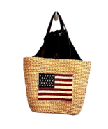 Straw 4th July Tote Bag Purse Convertible Americana Patriotic Red White ... - $28.04