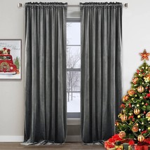 Gray Velvet Curtains 52&quot;x 96&quot; - 2 panels - Luxury Velvet Blackout Drapes - £33.39 GBP