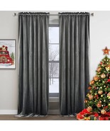 Gray Velvet Curtains 52&quot;x 96&quot; - 2 panels - Luxury Velvet Blackout Drapes - £33.47 GBP