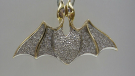 14K Yellow Gold Plated 2.10Ct Round Cut Moissanite Customized Bat Charm Pendant - £126.49 GBP