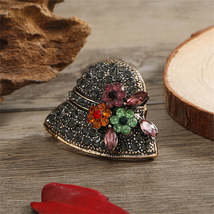Gray Cubic Zirconia &amp; 18K Gold-Plated Flower Hat Brooch - £3.19 GBP