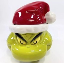 The GRINCH Ceramic Cookie Jar Dr Seuss Grinch Who Stole Christmas with Santa Hat - £34.74 GBP