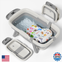 EverKiddo Collapsible Baby Bathtub, Large Infant Bath Tub with Thermomet... - $58.92