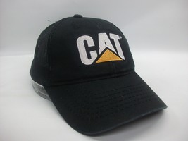 CAT Hat Black Hook Loop Snagged Mesh Trucker Cap - £15.72 GBP