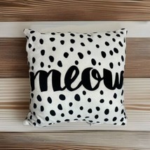 Trend Collector MEOW Sqaure 12&quot;X12&quot; Pillow Black Polka Dot Cat Decorative - $14.35