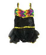 Costume Gallery Jazz Ice Skating MC Black Gold Sequins Leotard Fringe Tutu - £8.98 GBP