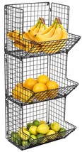 3-Tier Fruit Stand Wall Mount Kitchen Storage Multipurpose Foldable Organizer - £59.43 GBP