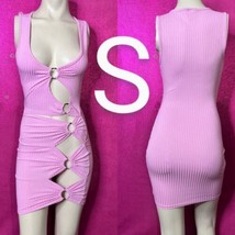 Light Pink Ribbed O-Rings Cut Out Bodycon Dress~Size S - £25.49 GBP