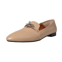 LeShion Of Chanmeb   Designer Shoes Women Natural Cow Leather Loafers Turn Lock  - £79.42 GBP