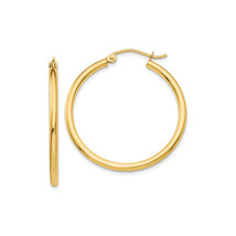 Finest Gold 2 x 30 mm 14K Yellow Gold Lightweight Tube Hoop Earrings, Pair - £205.66 GBP