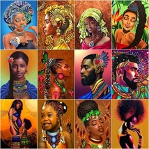 Paint By Numbers Kit Africa Woman Man Art DIY Oil Painting for Adults Wa... - $18.64