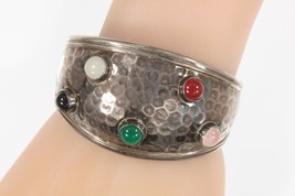 Stupefacente Vintage Messicano Argento Multi Pietra Polsino Bracciale - $314.46