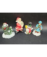 Vintage Lot of 4 Christmas Village Miniatures Santa Claus Snowman Mail Box - $27.10 CAD
