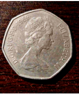 RARE 1969 NEW PENCE 50p British Elizabeth II Coin  Release-1969 - $168.20