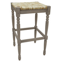 29&quot; Natural And Gray Solid Wood Backless Bar Height Bar Chair - $253.76 CAD