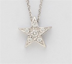 14k White Round Diamond Pentagram Star Necklace (0.06 Ct F VS Clarity) - £271.22 GBP