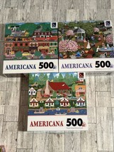 Lot of 3 NEW AMERICANA 500pc Puzzles Sure-Lox Old Lodge Green Valley Mot... - $26.65