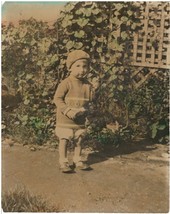 Vintage Color Photo of Peek-a-Boo Kid 8 x 10 inches Color Faded - £8.31 GBP